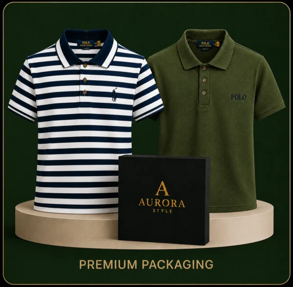 OLIVE & Black Stripe Polo Combo